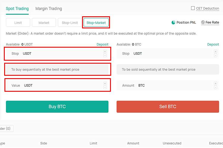 معاملات به روش Stop Market