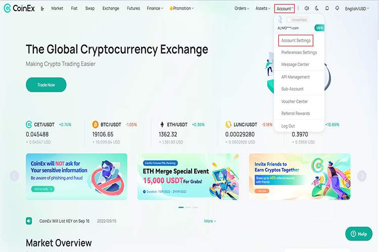 مراحل عضویت در صرافی کوینکس