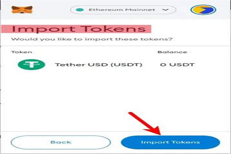 اضافه کردن تتر به کیف پول متامسک2