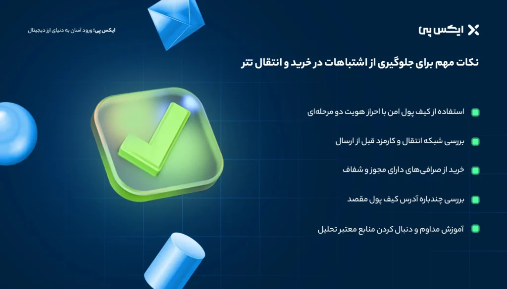 نکات مهم برای جلوگیری از اشتباهات در خرید و انتقال تتر