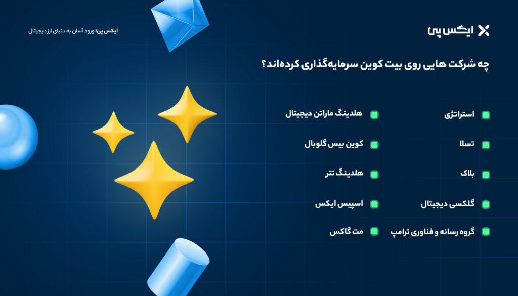 چه شرکت هایی روی بیت کوین سرمایهگذاری کردهاند؟